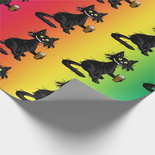 Funny Cat Wrapping Paper Cadeaupapier (Hoek)