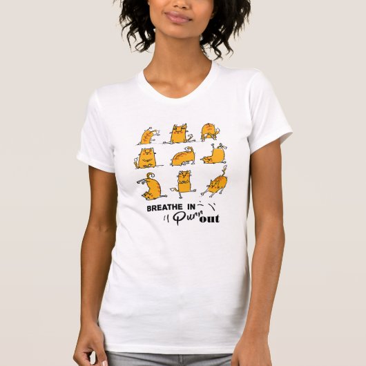 Funny Cat Yoga Breathe in T-Shirt (Voorkant)