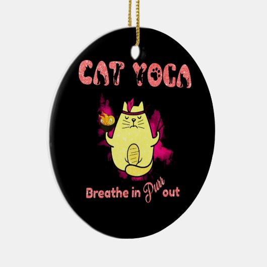 Funny Cat Yoga Keramisch Ornament (Rechts)