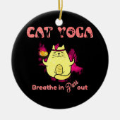 Funny Cat Yoga Keramisch Ornament (Voorkant)