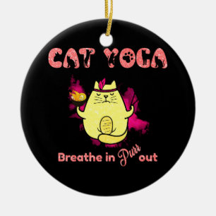 Funny Cat Yoga Keramisch Ornament