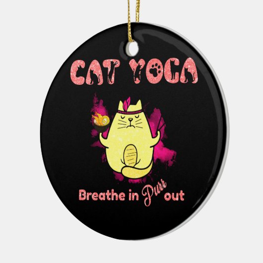 Funny Cat Yoga Keramisch Ornament (Links)