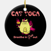 Funny Cat Yoga Keramisch Ornament (Achterkant)