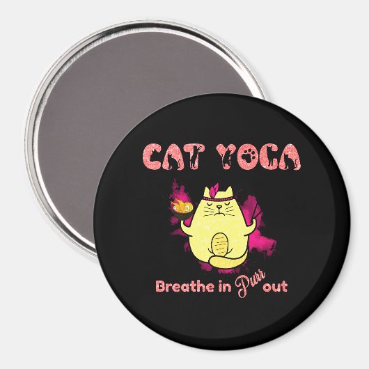 Funny Cat Yoga Magneet (Voorkant / Achterkant)