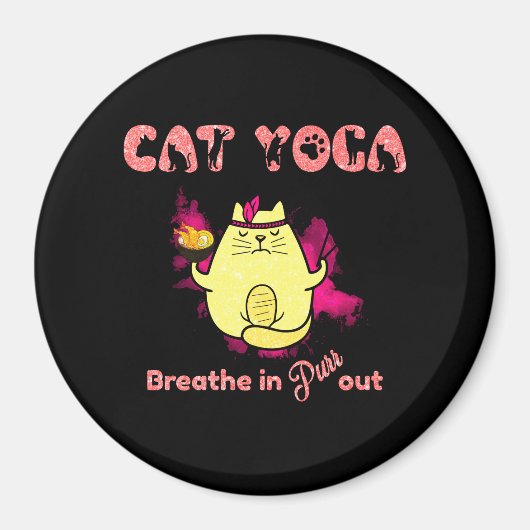 Funny Cat Yoga Magneet (Voorkant)