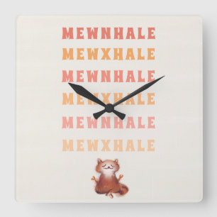 Funny Cat Yoga Meditation BreatHumor Anti Stress Vierkante Klok