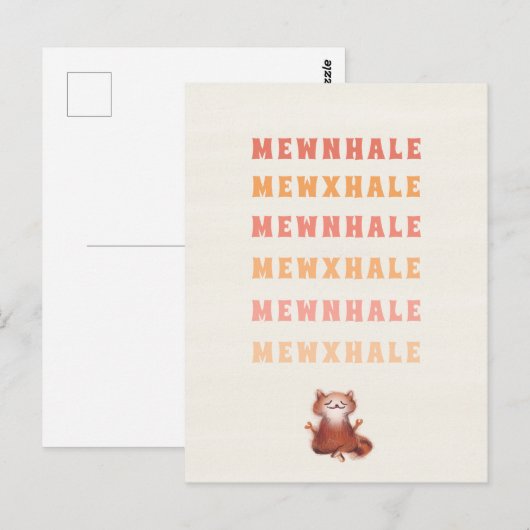 Funny Cat Yoga Meditation Inhale Exhale Jokes Heal Briefkaart (Voorkant / Achterkant)