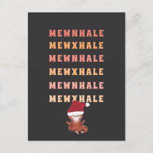 Funny Cat Yoga Meditation Inhale Exhale Kerstmis Feestdagenkaart