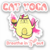 Funny Cat Yoga Sticker (Voorkant)