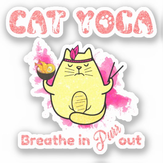 Funny Cat Yoga Sticker (Voorkant)