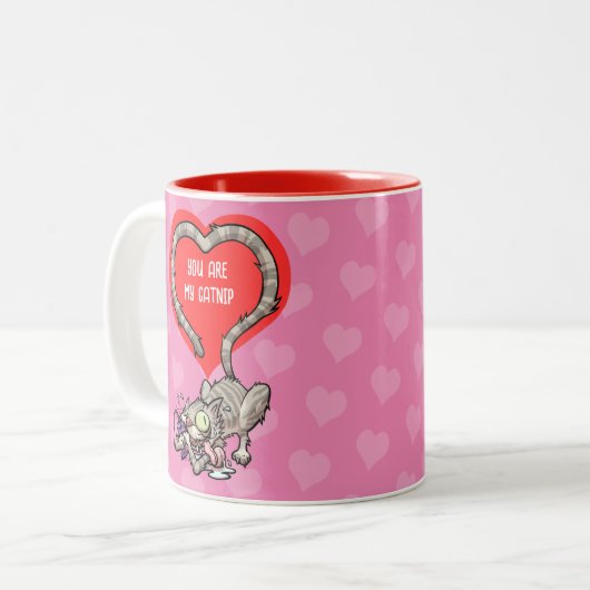 Funny Cat You Are My Catnip Alternatieve Valentijn Tweekleurige Koffiemok (Voorkant links)