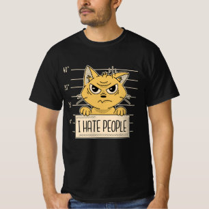 Funny cat zegt dat ik mensen haat tegen antisocial t-shirt