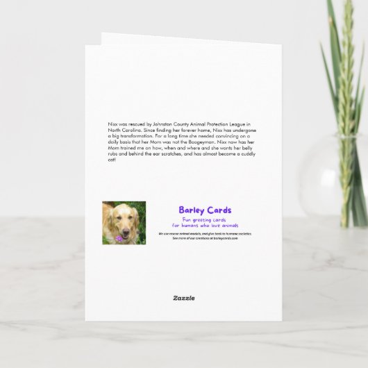 Funny Cat zegt dat je laat kunt slapen op je verja Kaart (Achterkant)