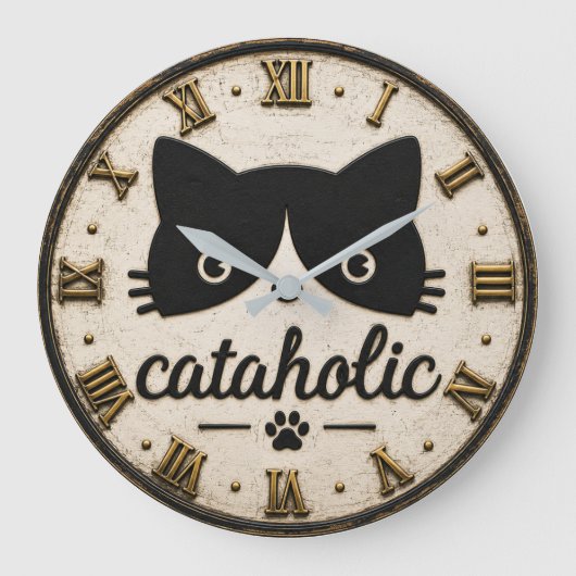 Funny Cataholic Cat Grote Klok (Voorkant)