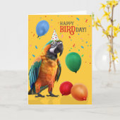 Funny Catalina or Rainbow Macaw Parrot Birthday Kaart (Gele Bloem)