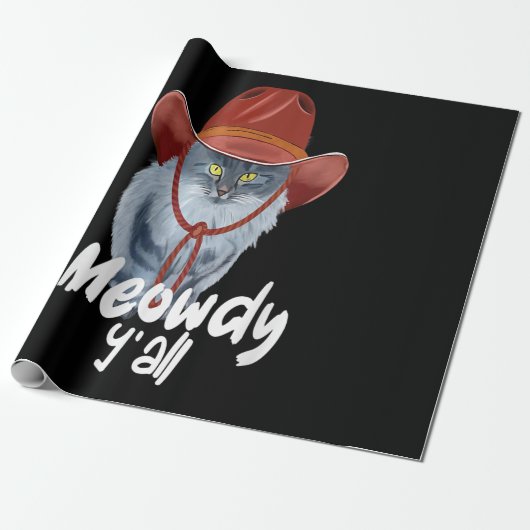  Funny Catboy Cowboy Western Land Cat Cadeaupapier (Uitgerold)