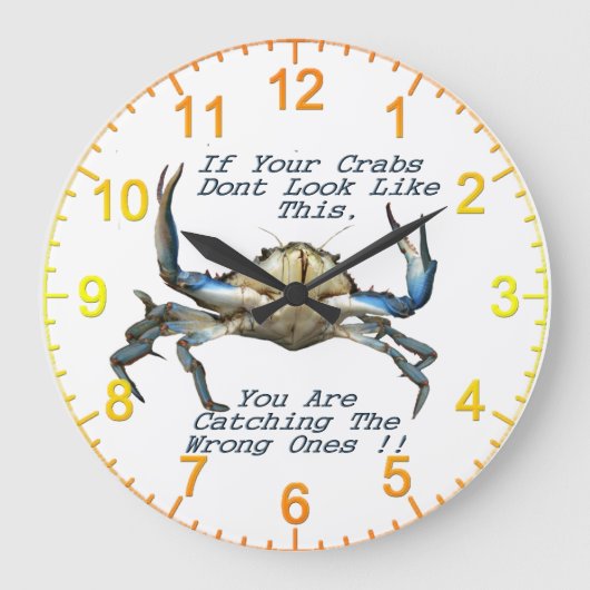 Funny Catching Crabs, Wall Clock Grote Klok (Voorkant)