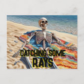 Funny Catching some Rays Skeleton T-Shirt Briefkaart (Voorkant)