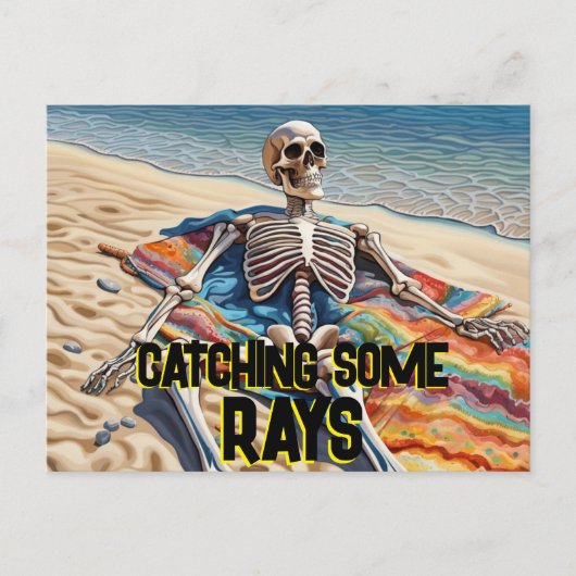 Funny Catching some Rays Skeleton T-Shirt Briefkaart (Voorkant)