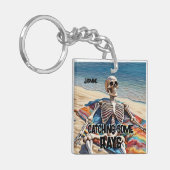 Funny Catching some Rays Skeleton T-Shirt Sleutelhanger (Voorkant Links)