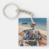 Funny Catching some Rays Skeleton T-Shirt Sleutelhanger (Voorkant)
