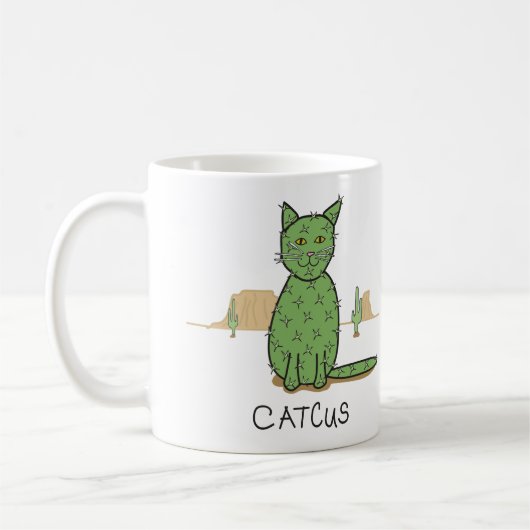 Funny "Catcus" Cactus Drawing Koffiemok (Links)