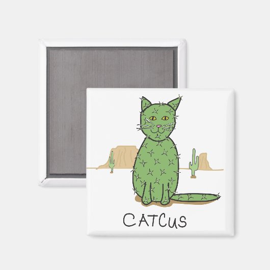 Funny "Catcus" Cactus Drawing Magneet (Voorkant / Achterkant)