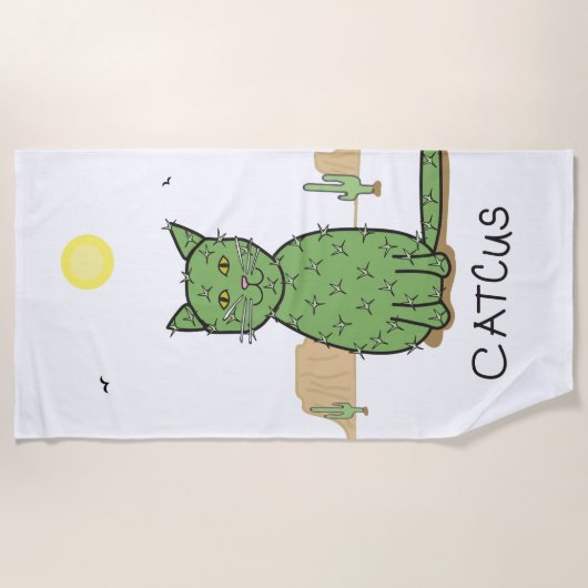 Funny "Catcus" Cactus Drawing Strandlaken (Voorkant)