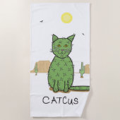 Funny "Catcus" Cactus Drawing Strandlaken (Voorkant)