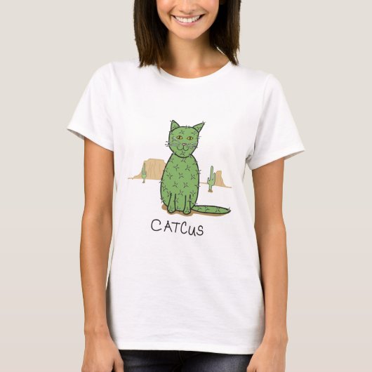 Funny Catcus Cactus Drawing T-shirt (Voorkant)