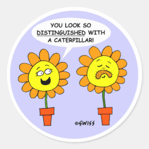 Funny Caterpijler Mustache Cartoon Ronde Sticker