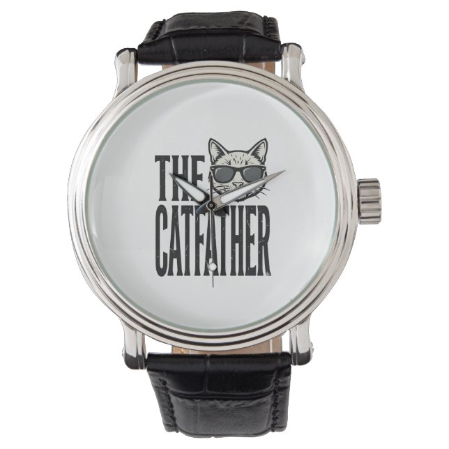 Funny Catfather Vintage Cat Quote Graphic Shirt_1 Horloge (Voorkant)
