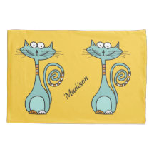 Funny Cats aangepaste naam & kleur kussenslopen