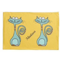 Funny Cats aangepaste naam & kleur kussenslopen