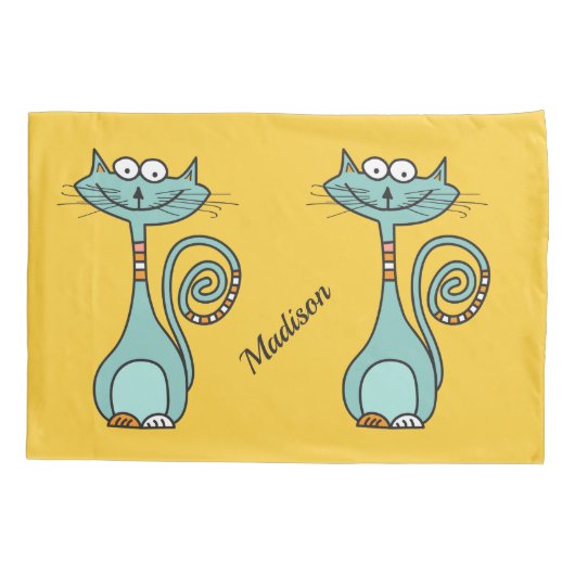 Funny Cats aangepaste naam & kleur kussenslopen (Achterkant)