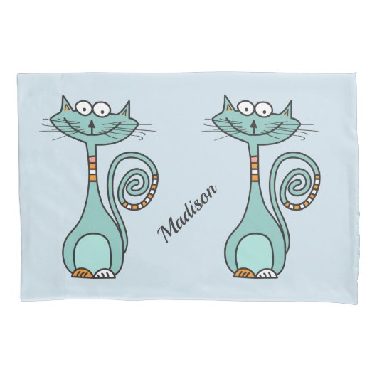 Funny Cats aangepaste naam & kleur kussenslopen (Voorkant)