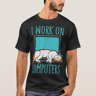Funny Cats and Computers-laptop voor dierenliefheb T-shirt