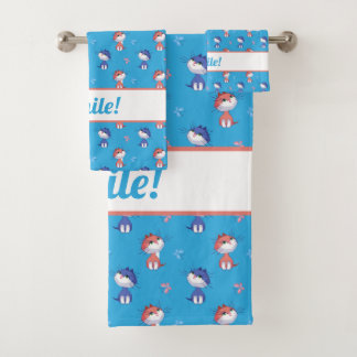 Funny Cats and Cute Butterflies Pattern Bad Handdoek