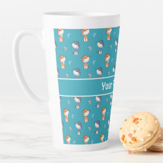 Funny Cats and Cute Butterflies Pattern Latte Mok