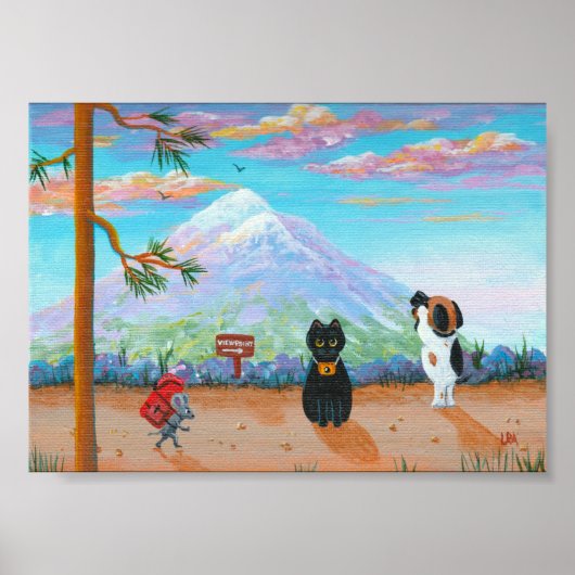 Funny Cats and Dog Mountain Trail Poster (Voorkant)