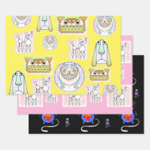 Funny Cats and Dogs Gift Wrap Paper Sheet Set
