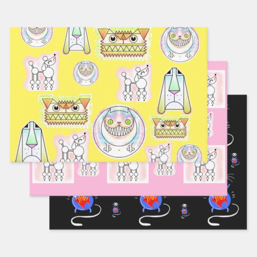 Funny Cats and Dogs Gift Wrap Paper Sheet Set (Set)