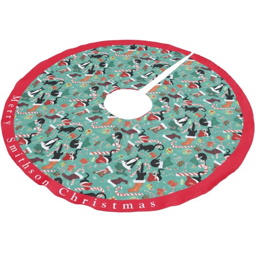 Funny Cats and KerstStockings Kerstboom Rok (Gekanteld)