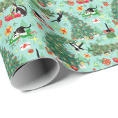 Funny Cats and Kersttree Wrapping Paper Cadeaupapier (Rol Hoek)