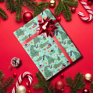 Funny Cats and Kersttree Wrapping Paper Cadeaupapier