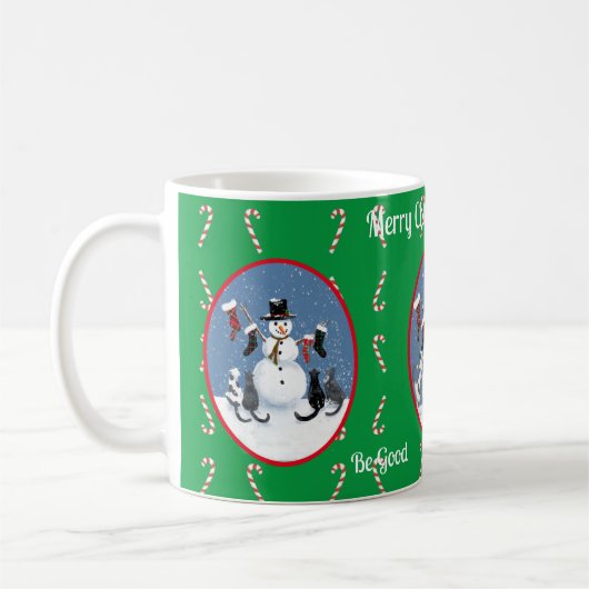 Funny Cats and Snowman Tale Personalized Koffiemok (Links)