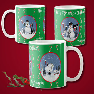 Funny Cats and Snowman Tale Personalized Koffiemok