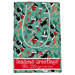 Funny Cats and Stockings Custom Medium Gift Bag Medium Cadeauzakje