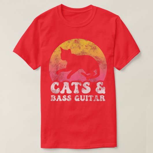 Funny Cats & Bass Guitar  Retro Hobby326 T-shirt (Design voorkant)