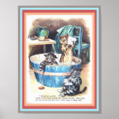 Funny Cats Bath van Louis Wain Art copy Poster (Voorkant)